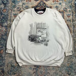 Vintage Window Birds Nature Crewneck Size XXL